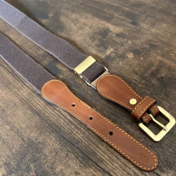 Zaccone Boys Brown Cotton & Leather Adjustable Belt Made in Italy Size 4-6 years - Picture 1 of 10
